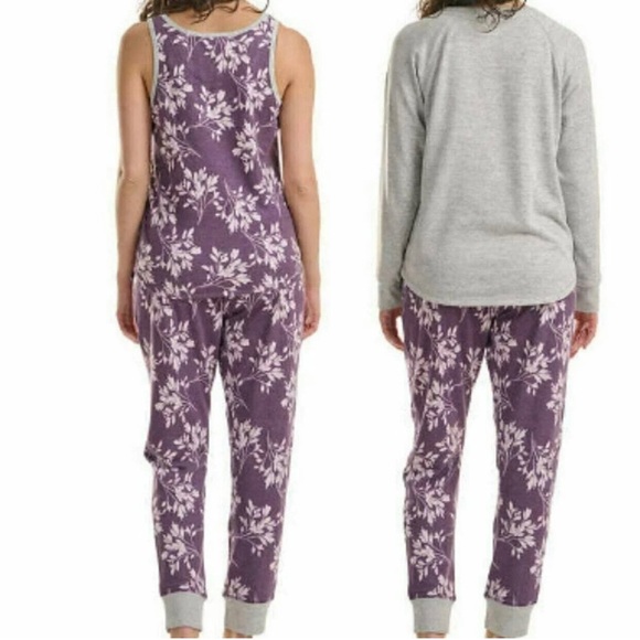 New Karen Neuburger Gray and Purple (Plum Floral) Lounge Set Size M - Picture 4 of 5